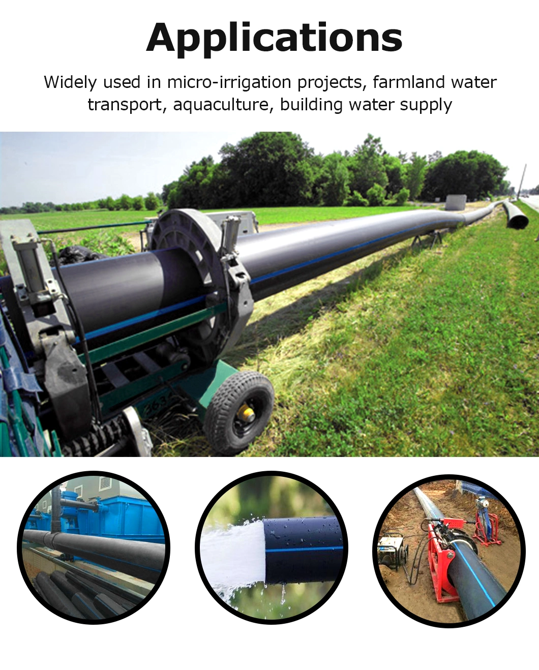 2 Inch 4 Inch Roll HDPE Poly Polyethylene Irrigation Pipe